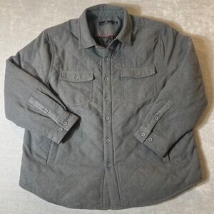 Rainforest Mens XXL Quilted Shirt Jacket Gray Button Front Lined Shacket Coat